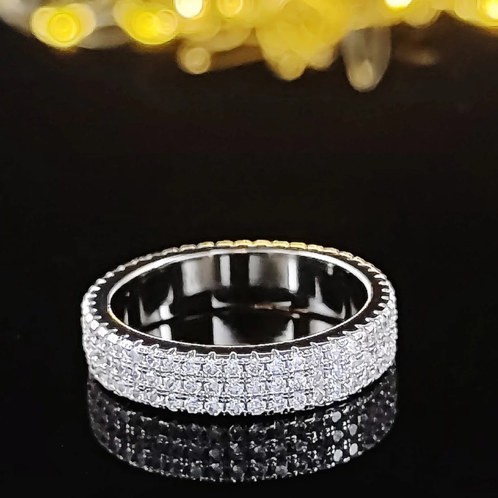 💯 NEW 925 STERLING SILVER FULL ETERNITY BAND RING, CUTE RING, SHINY RING. - Picture 2 of 5